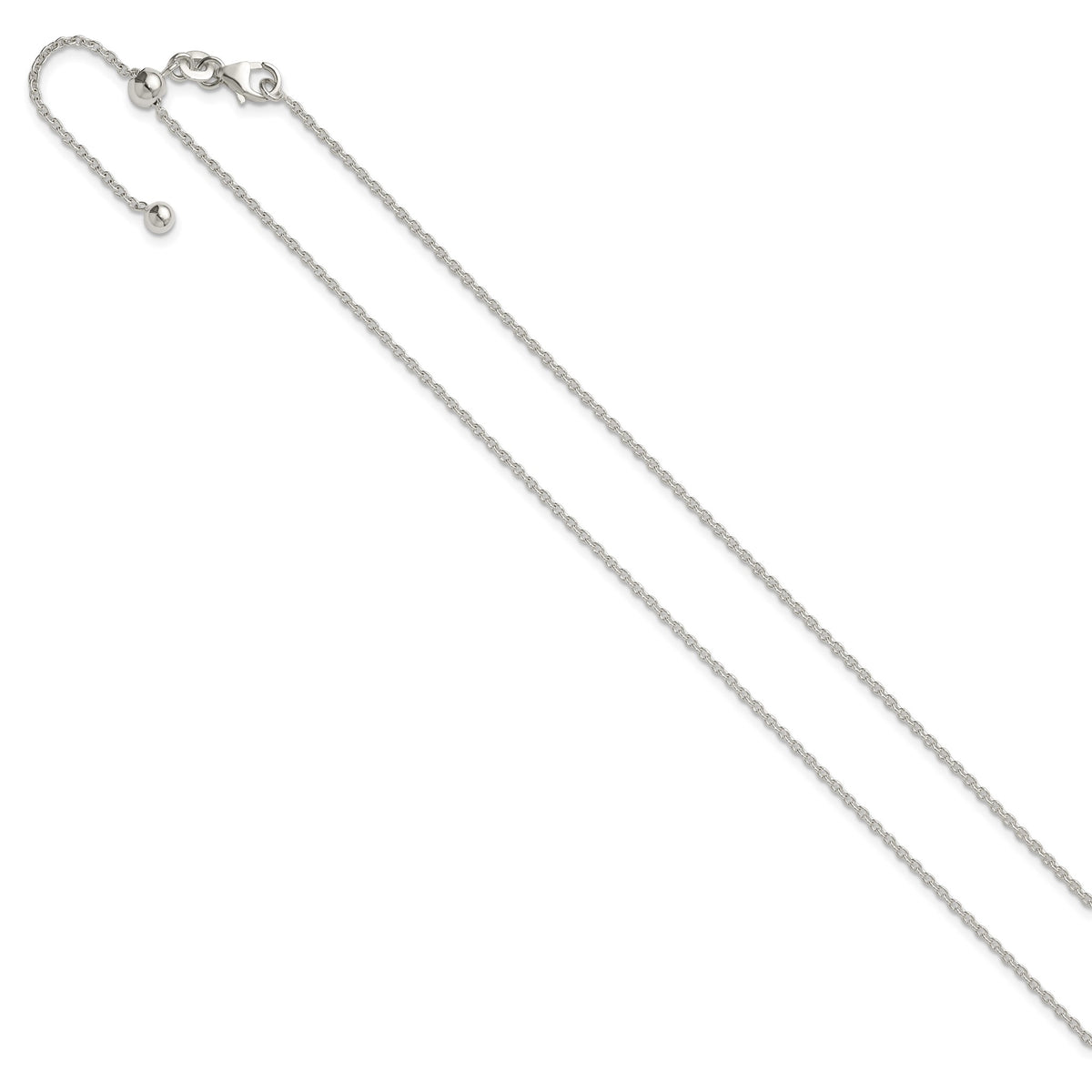 Adjustable Cable Chain in Sterling Silver, 1.50mm, 24 Inch - Sophia Jewelers