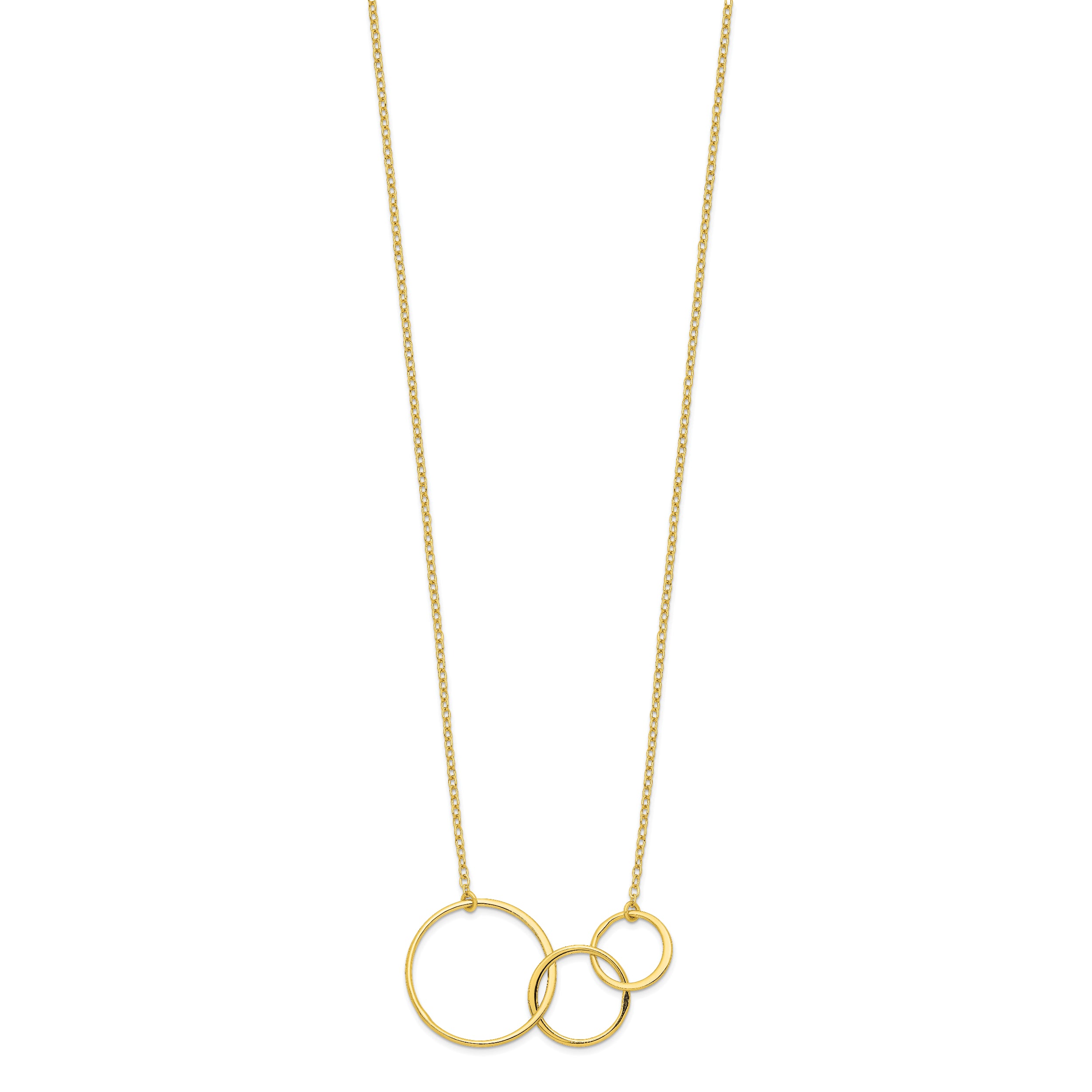 Sterling Silver Gold-tone 3 Intertwined Circles w/2 in ext. Necklace