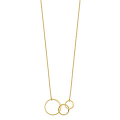 Sterling Silver Gold-tone 3 Intertwined Circles w/2 in ext. Necklace