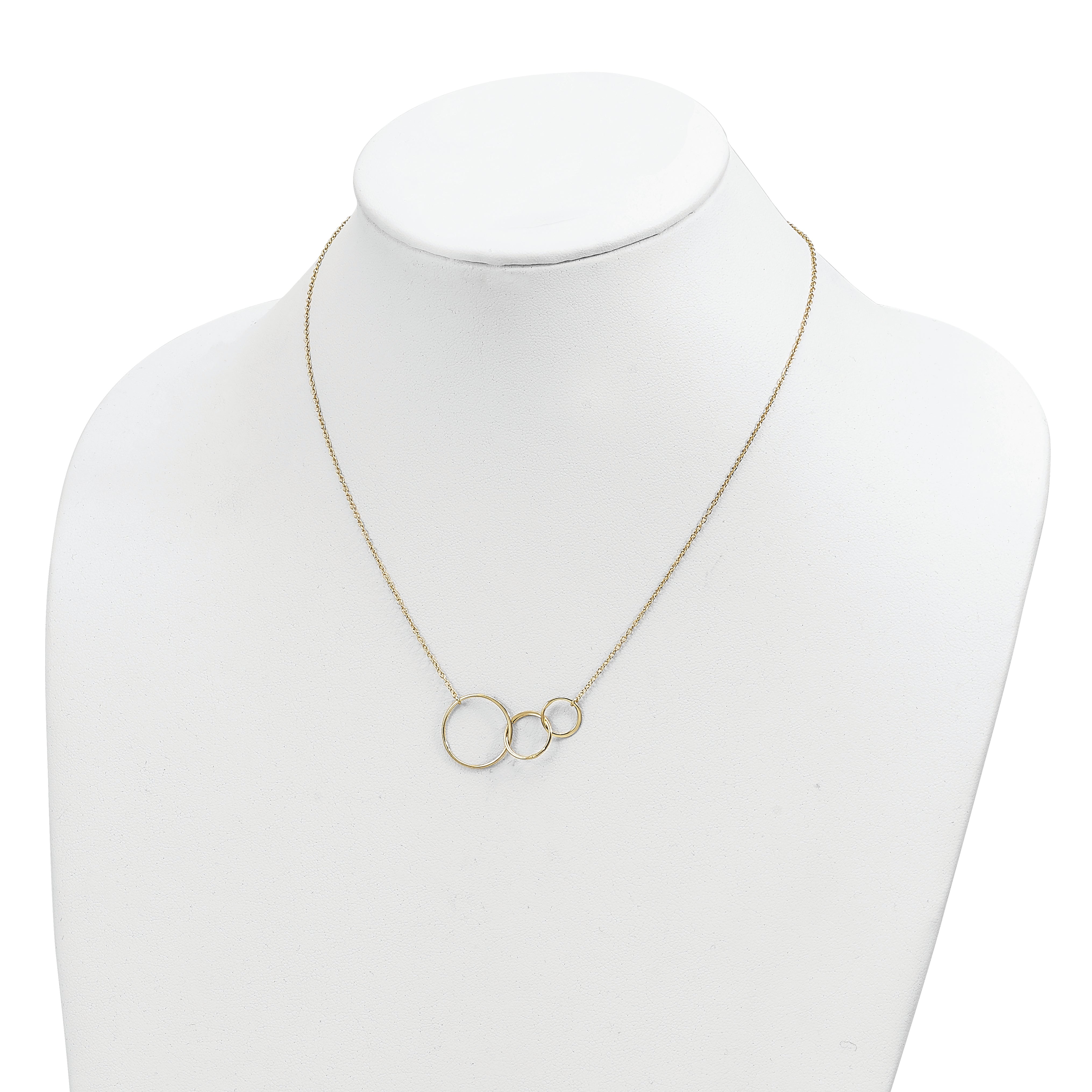 Sterling Silver Gold-tone 3 Intertwined Circles w/2 in ext. Necklace