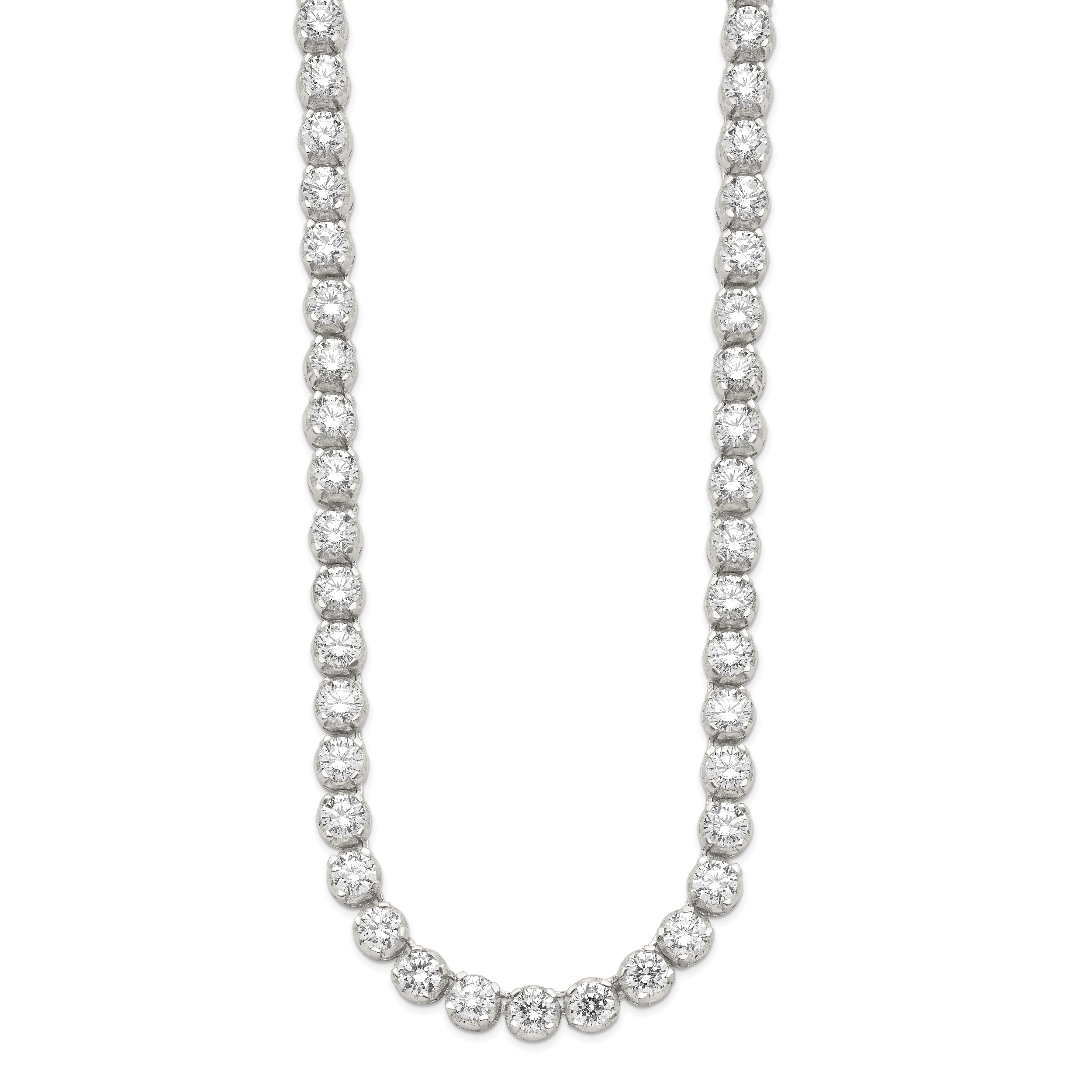 Sterling Silver 17in Rhodium-plated Fancy Mulitple CZ Necklace Secondary image