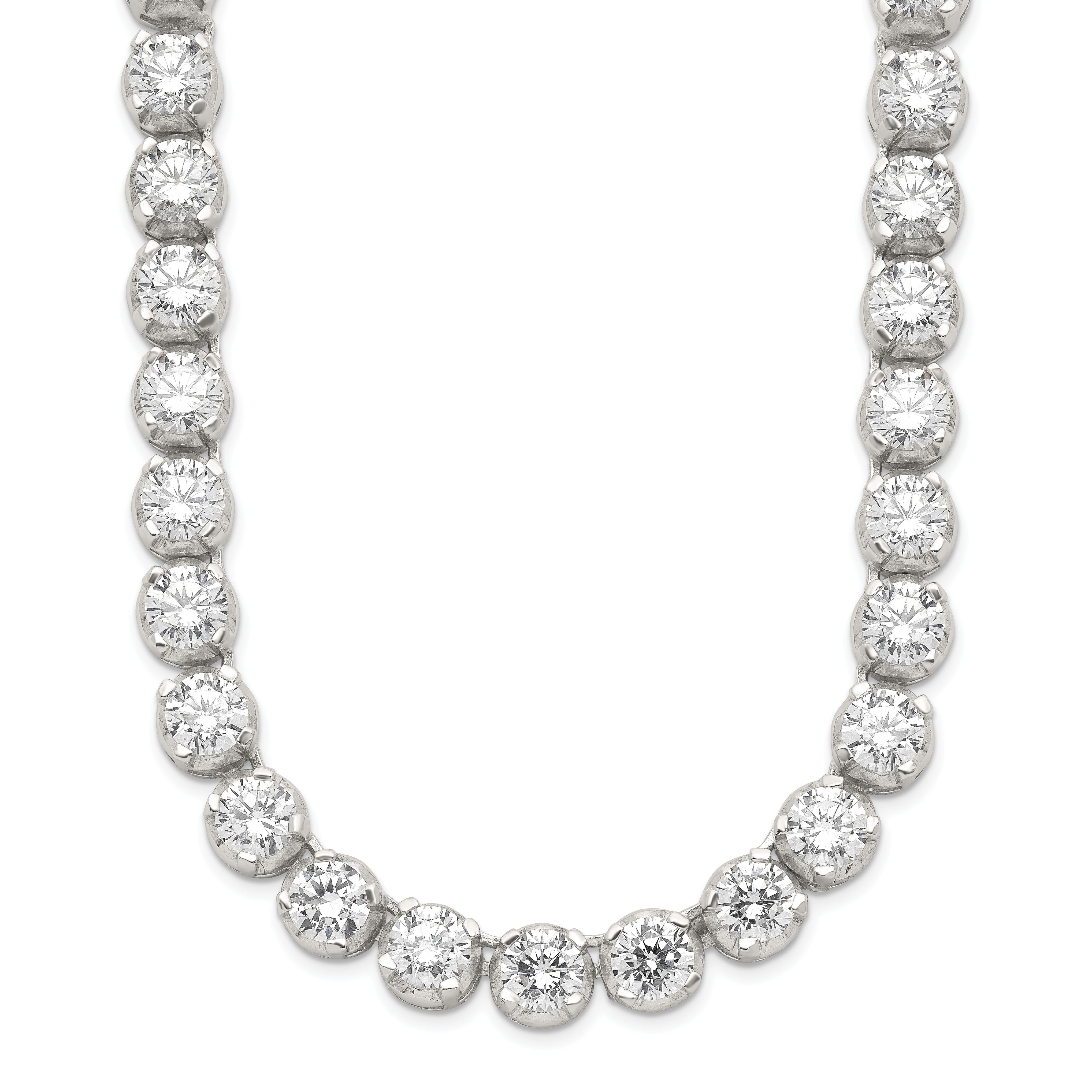 Sterling Silver 17in Rhodium-plated Fancy Mulitple CZ Necklace Main image