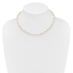 Sterling Silver Rhodium-plated 6-7mm White Round Freshwater Cultured Pearl 16 inch with 2 inch Extension Necklace