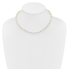 Sterling Silver Rhodium-plated 6-7mm White Round Freshwater Cultured Pearl 16 inch with 2 inch Extension Necklace