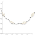 Sterling Silver Rhodium-plated 3-7mm White Near-Round Freshwater Cultured Pearl 13-Station 16 inch with 2.5 inch Extension Necklace