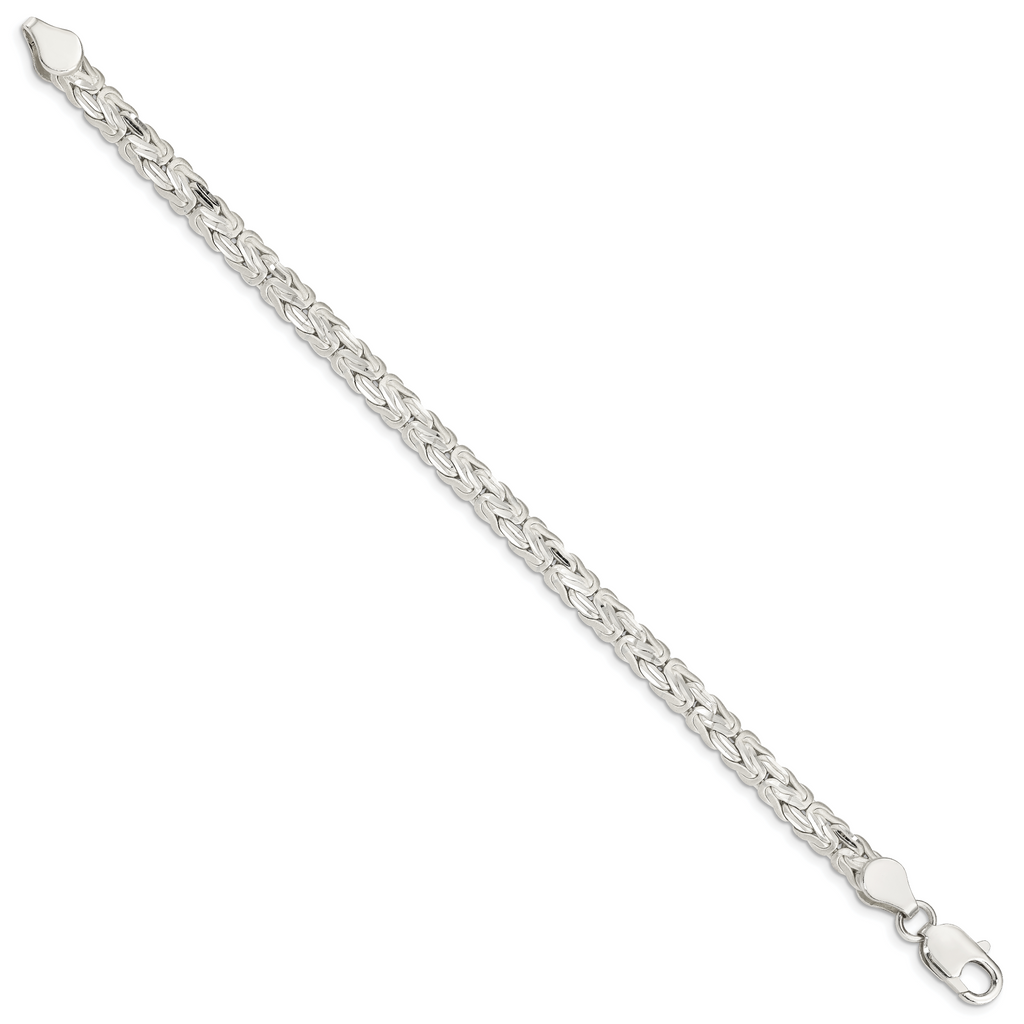 Sterling Silver Polished Back/Satin D/C Front Fancy Byzantine Bracelet