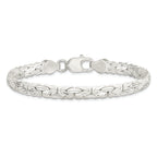 Sterling Silver Polished Back/Satin D/C Front Fancy Byzantine Bracelet