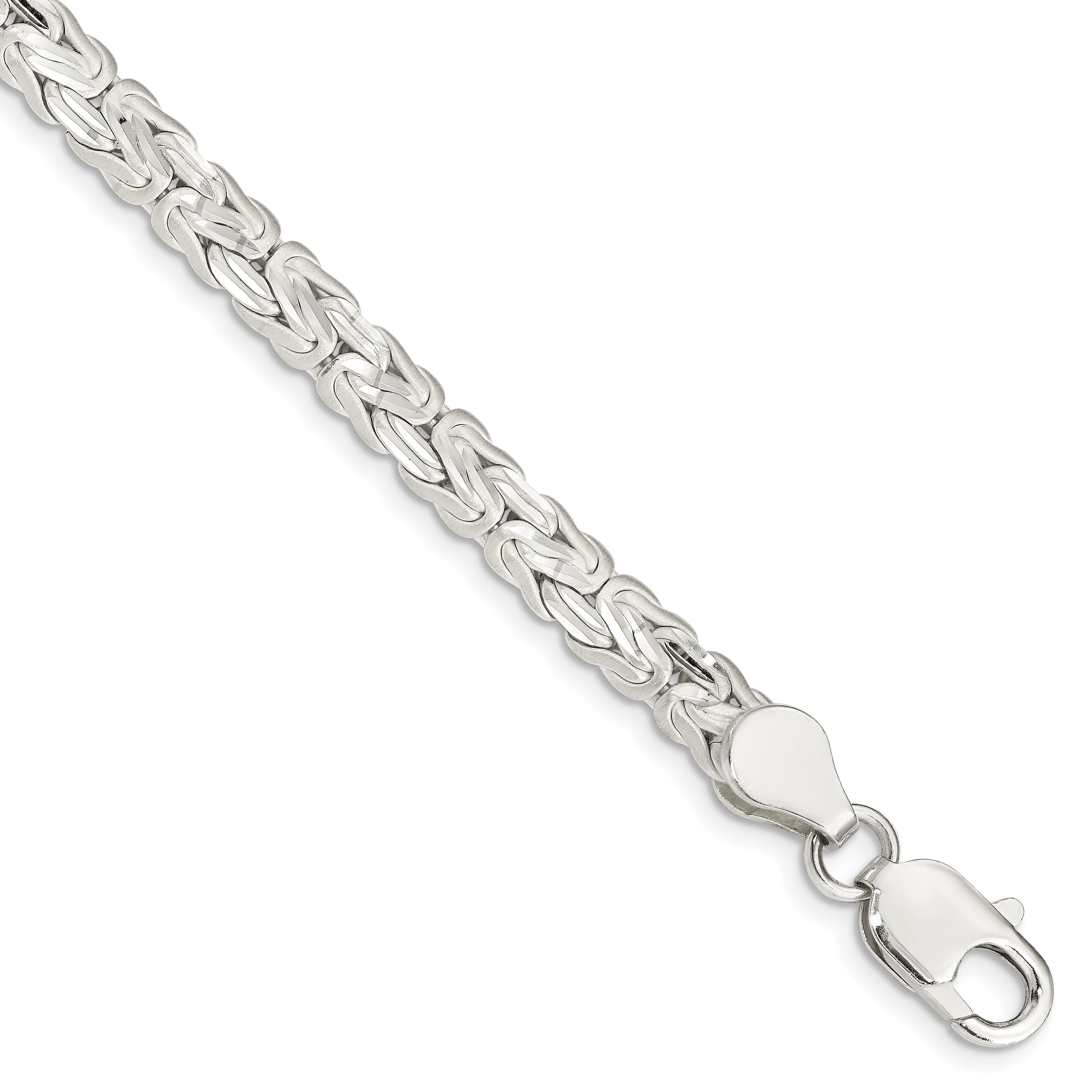 Sterling Silver Polished Back/Satin D/C Front Fancy Byzantine Bracelet Main image