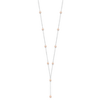 Sterling Silver Rhodium-plated 6-8mm Pink Teardrop and Semi-Round Freshwater Cultured Pearl 6-Station Y-Drop 16 inch Necklace