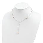 Sterling Silver Rhodium-plated 6-8mm Pink Teardrop and Semi-Round Freshwater Cultured Pearl 6-Station Y-Drop 16 inch Necklace