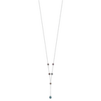 Sterling Silver Rhodium-plated 6-8mm Black Teardrop and Semi-Round Freshwater Cultured Pearl 6-Station Y-Drop 16 inch Necklace