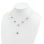 Sterling Silver Rhodium-plated 6-8mm Black Teardrop and Semi-Round Freshwater Cultured Pearl 6-Station Y-Drop 16 inch Necklace