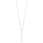 Sterling Silver Rhodium-plated 6-8mm White Teardrop and Semi-Round Freshwater Cultured Pearl 6-Station Y-Drop 16 inch Necklace