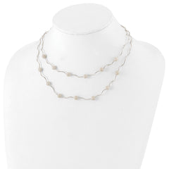 Sterling Silver Polished Spiral & Laser-cut Bead Multistrand With  2in ext Necklace