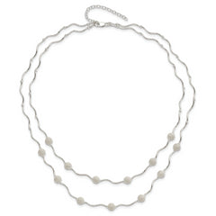 Sterling Silver Polished Spiral & Laser-cut Bead Multistrand With  2in ext Necklace