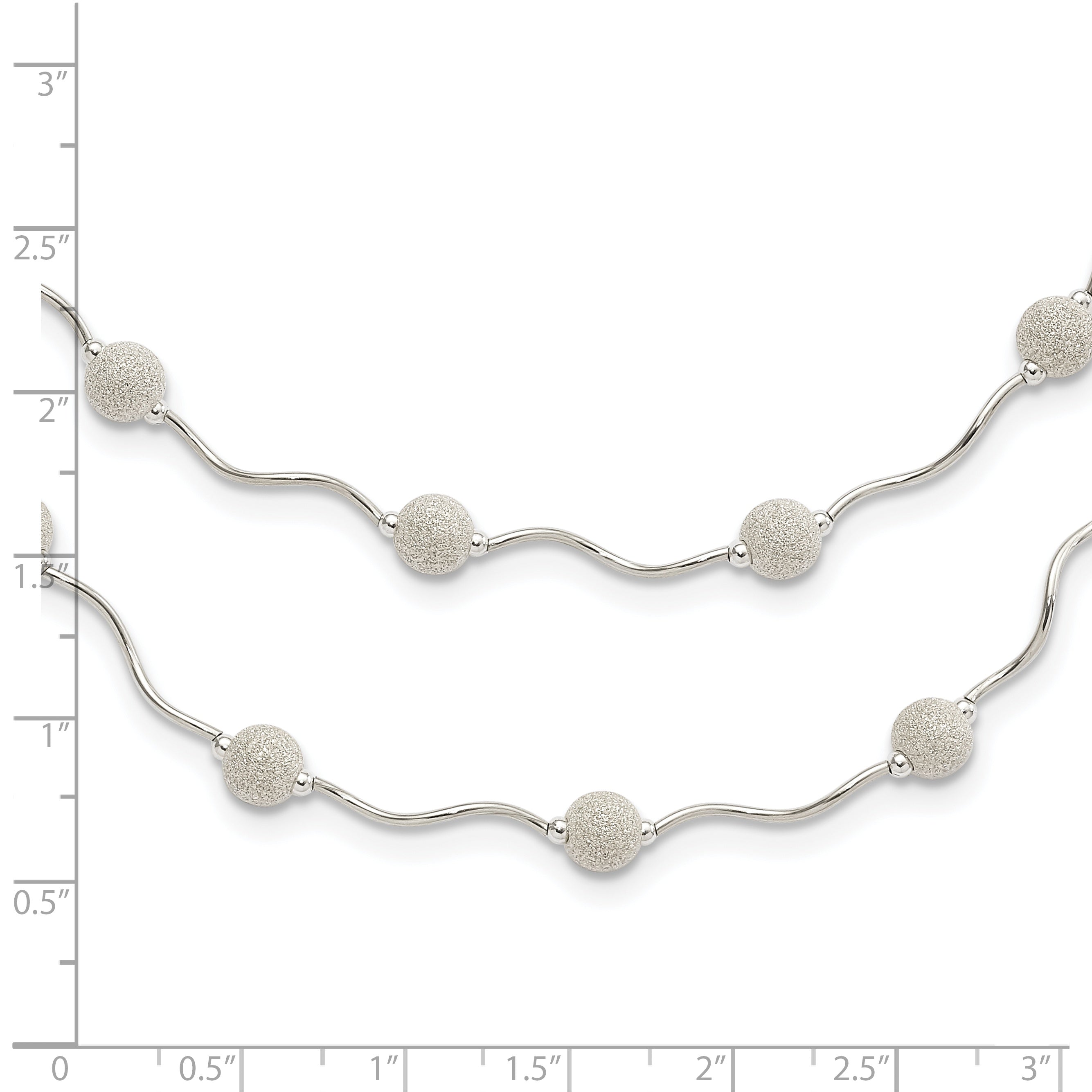 Sterling Silver Polished Spiral & Laser-cut Bead Multistrand With  2in ext Necklace