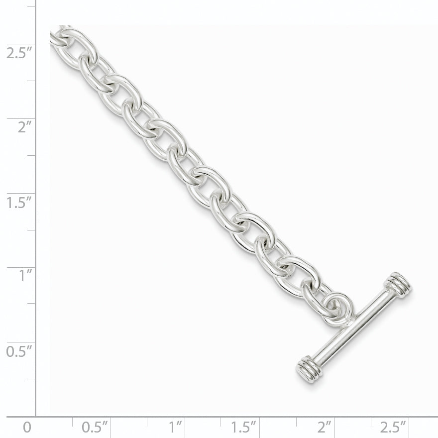 Sterling Silver 7.75inch Polished Fancy Link Toggle Bracelet