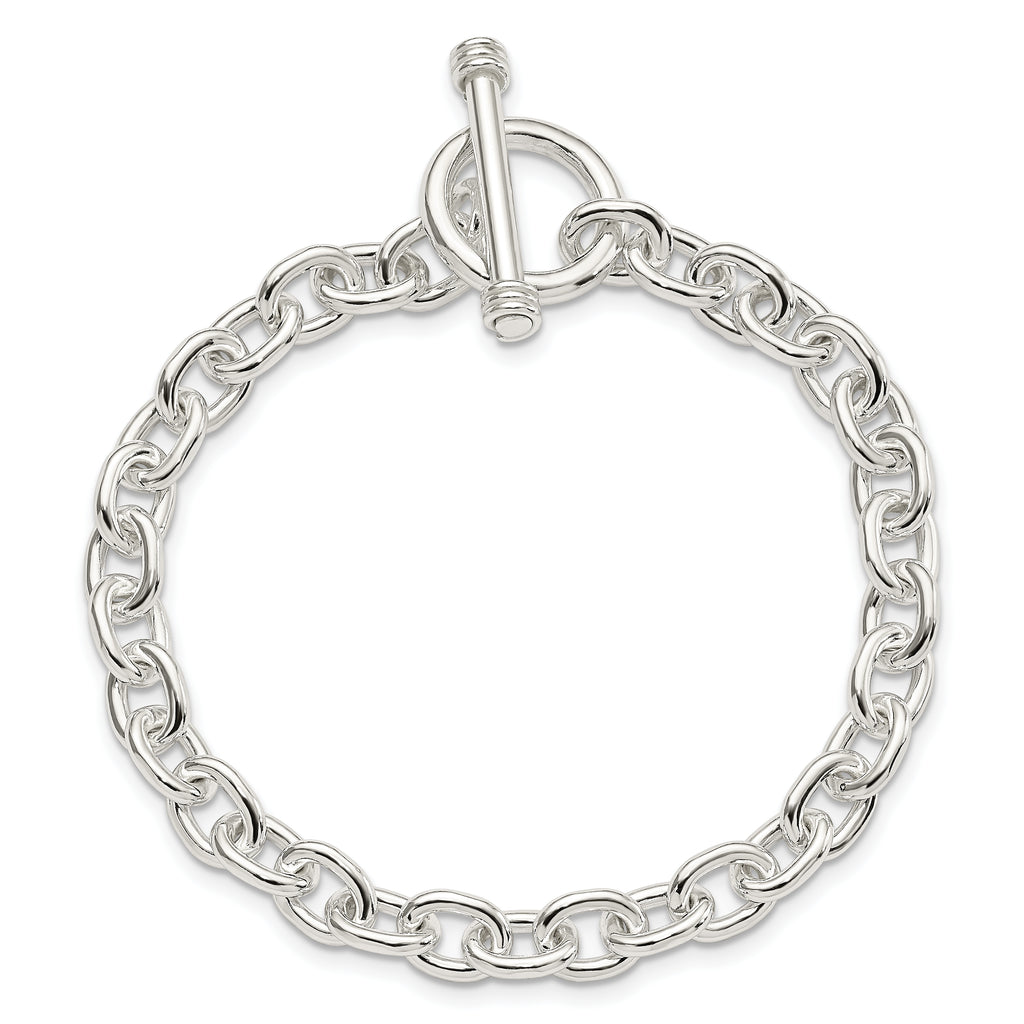 Sterling Silver Polished 6.25mm Fancy Cable Link 7.75 inch Toggle Bracelet