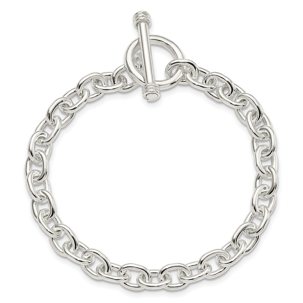 Sterling Silver Polished 6.25mm Fancy Cable Link 7.75 inch Toggle Bracelet