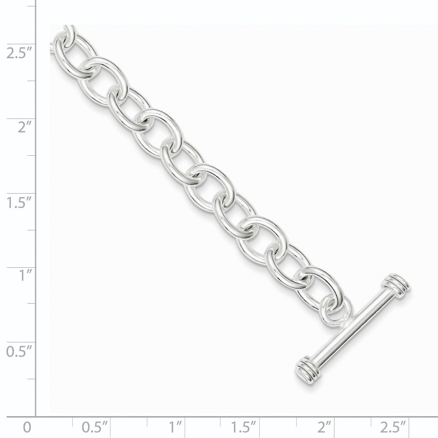 Sterling Silver 7.75inch Polished Fancy Link Toggle Bracelet