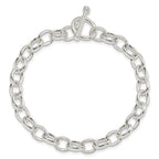 Sterling Silver Polished 8.25mm Solid Fancy Cable Link 7.75 inch Toggle Bracelet
