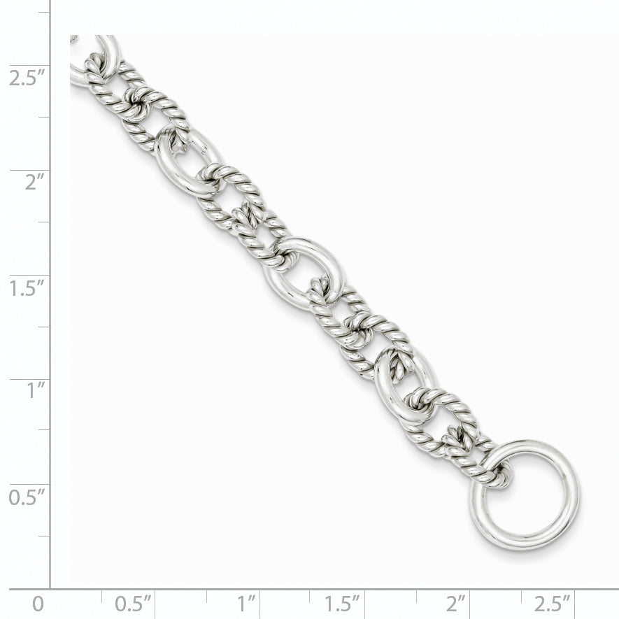 Sterling Silver 7.75inch Polished Fancy Link Toggle Bracelet