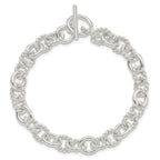 Sterling Silver Polished Twisted Fancy Link 7.75 inch Toggle Bracelet