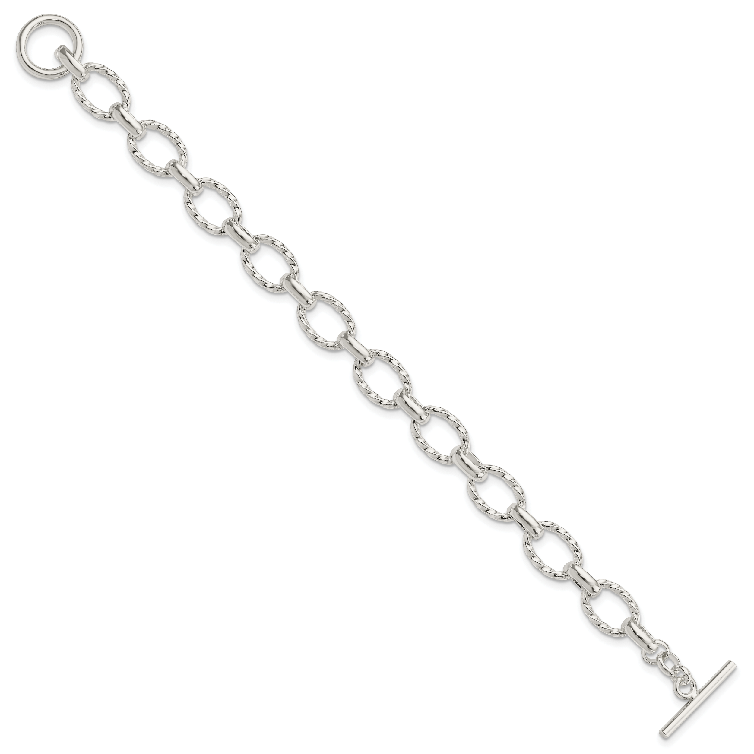 Sterling Silver 7.75inch Polished Fancy Link Toggle Bracelet Secondary image