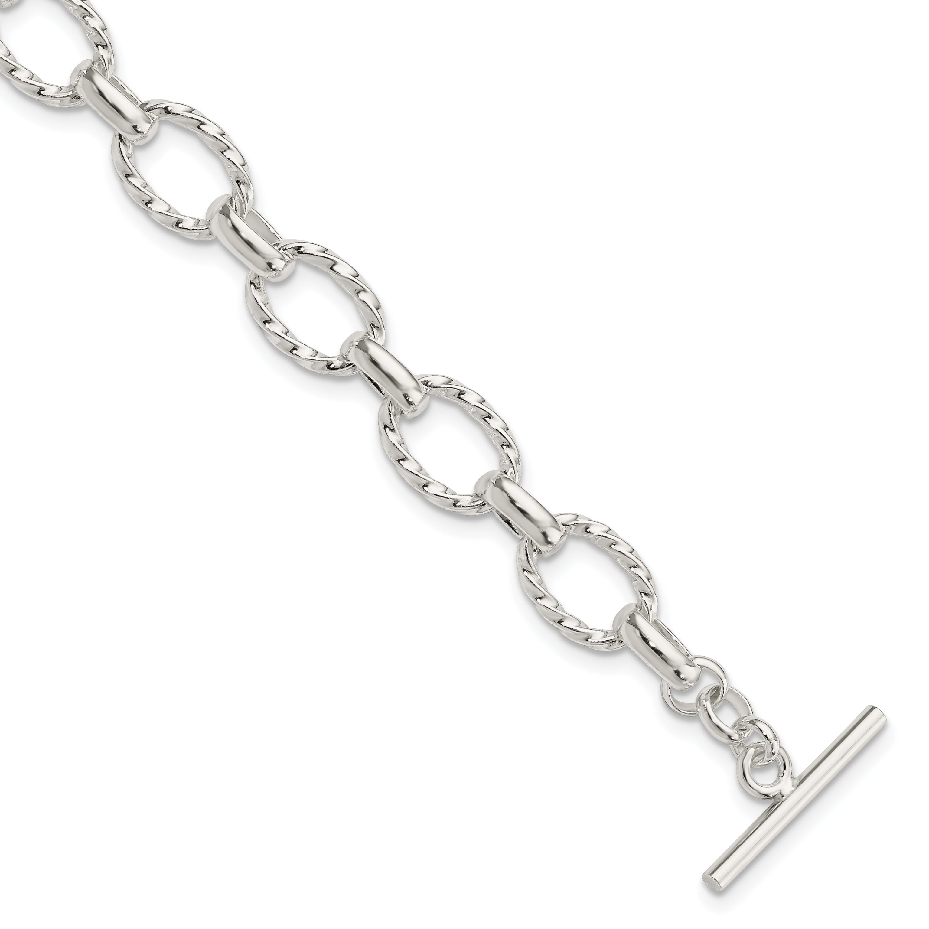 Sterling Silver 8.75inch Polished Fancy Link Toggle Bracelet Main image