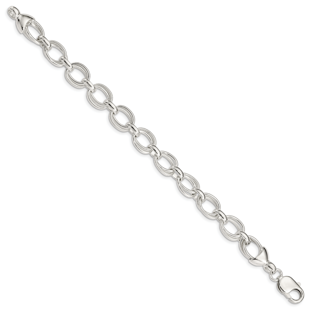 Sterling Silver 8.5inch Fancy Link Bracelet