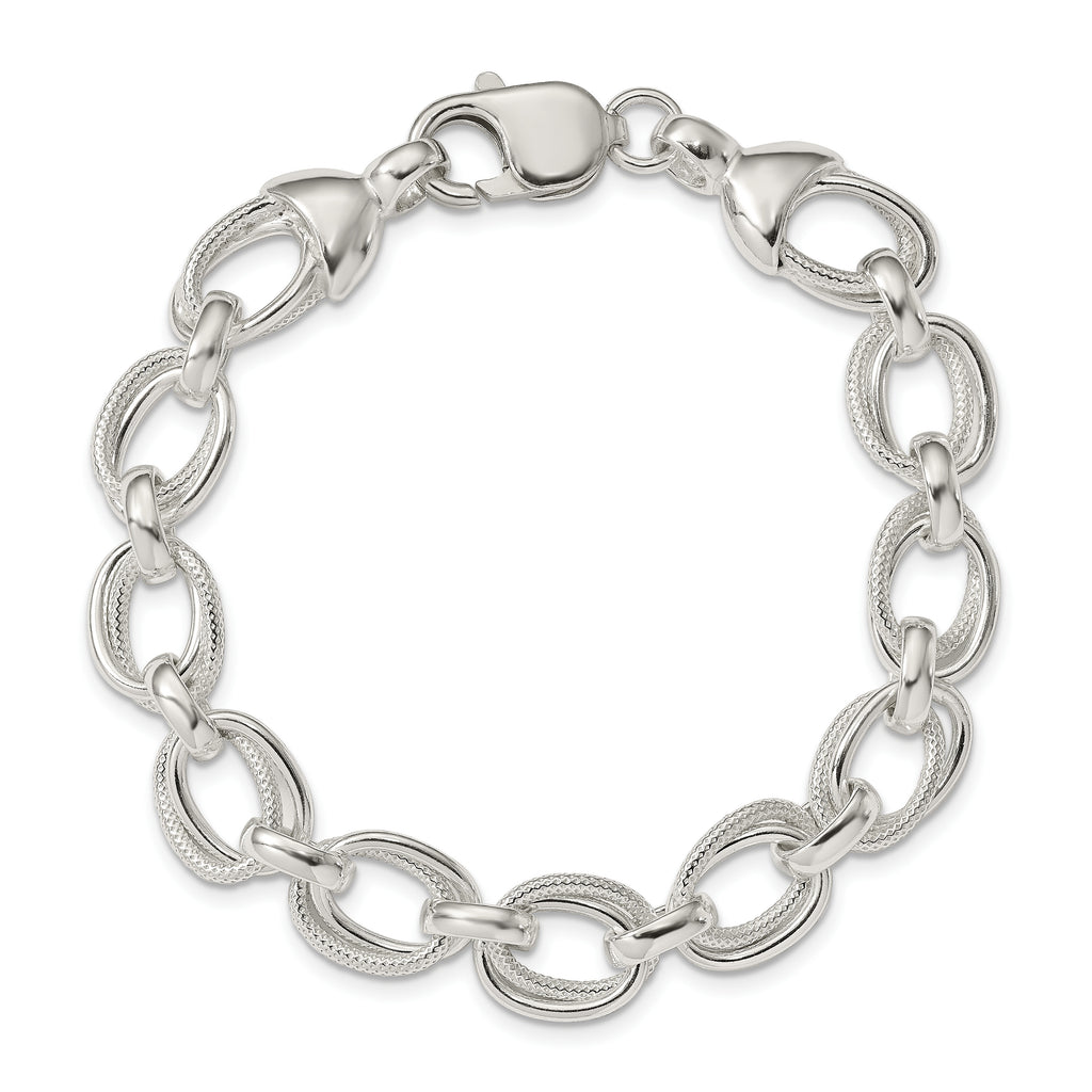 Sterling Silver Fancy Link 7.5 inch Bracelet