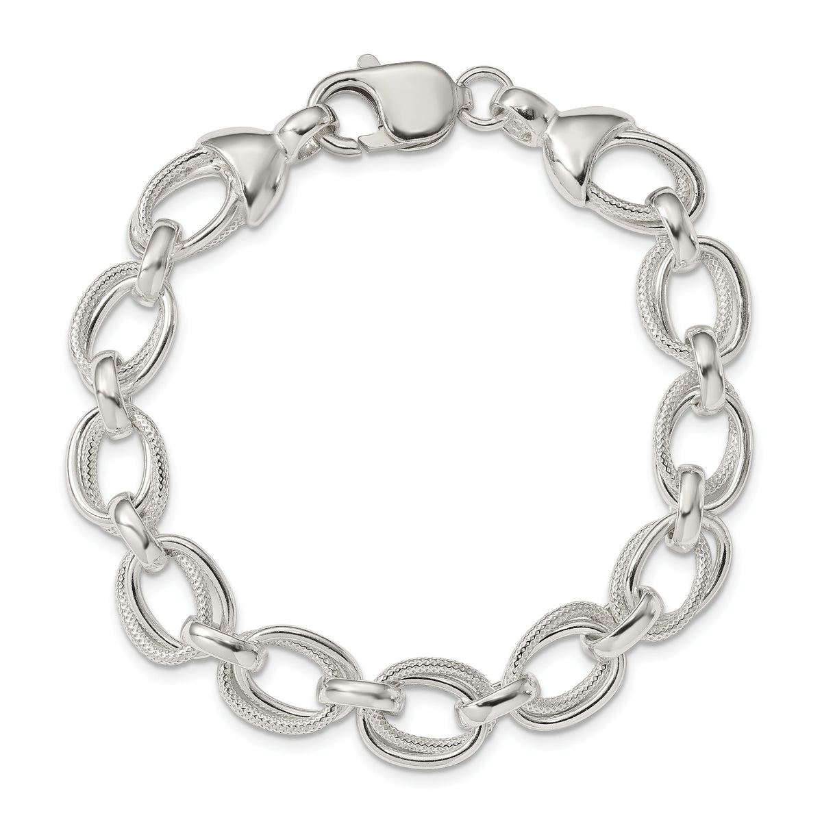 Sterling Silver Fancy Link 7.5 inch Bracelet