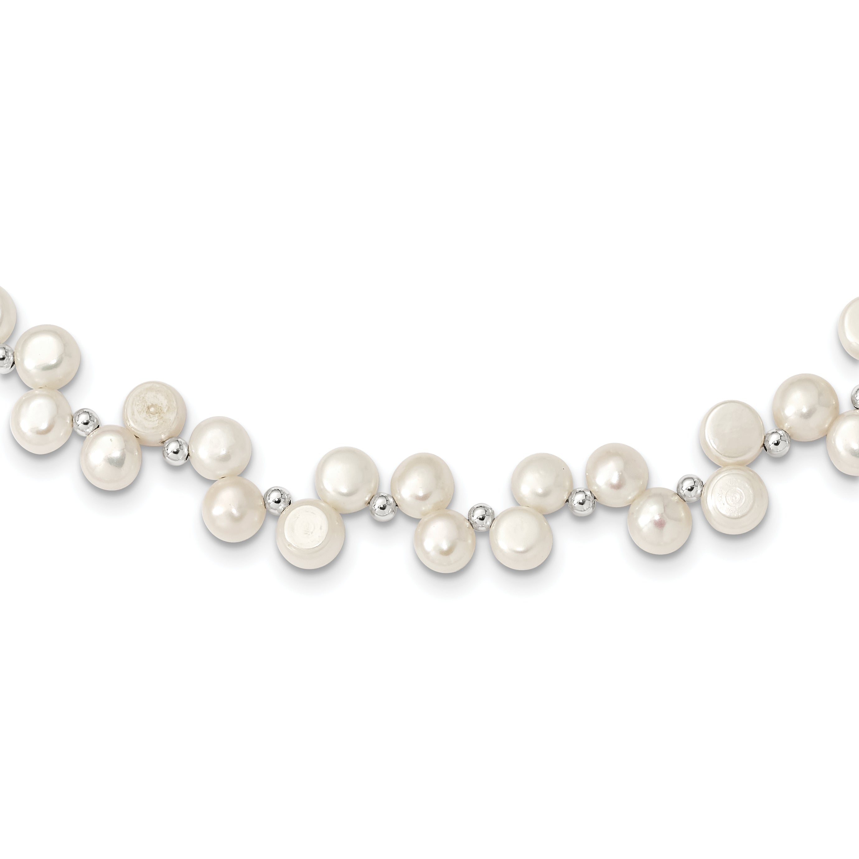 Sterling Silver FW Cultured Button Pearl 16in Necklace Main image