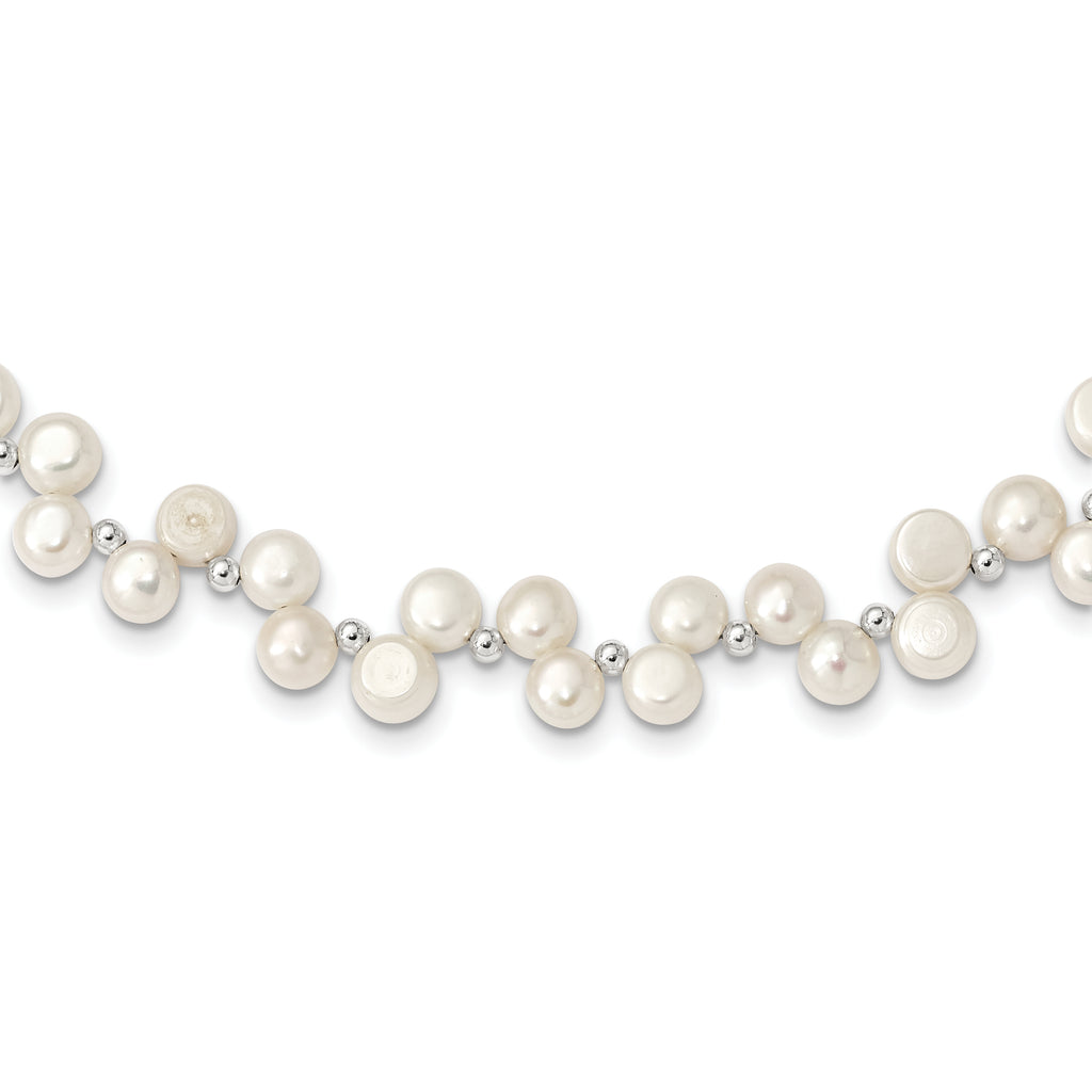 Sterling Silver FW Cultured Button Pearl 16in Necklace