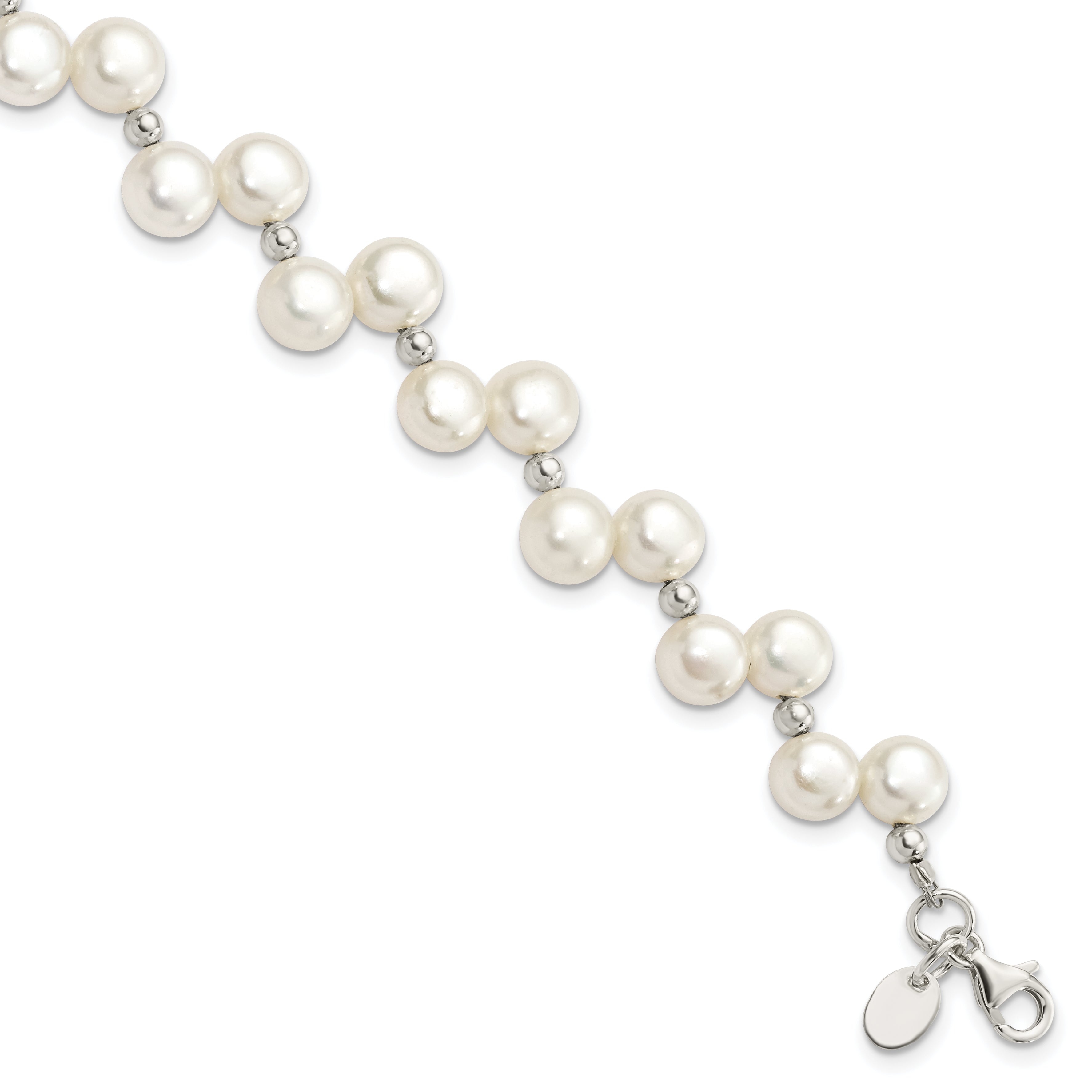 Sterling Silver FW Cultured Button Pearl 7.5in Bracelet Main image