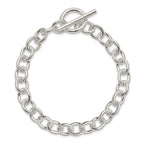 Sterling Silver 8mm Solid Fancy Rolo Link 7.5 inch Toggle Bracelet