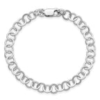 Amore La Vita Sterling Silver Rhodium-plated Polished 7mm Fancy Link with Lobster Clasp Charm Bracelet