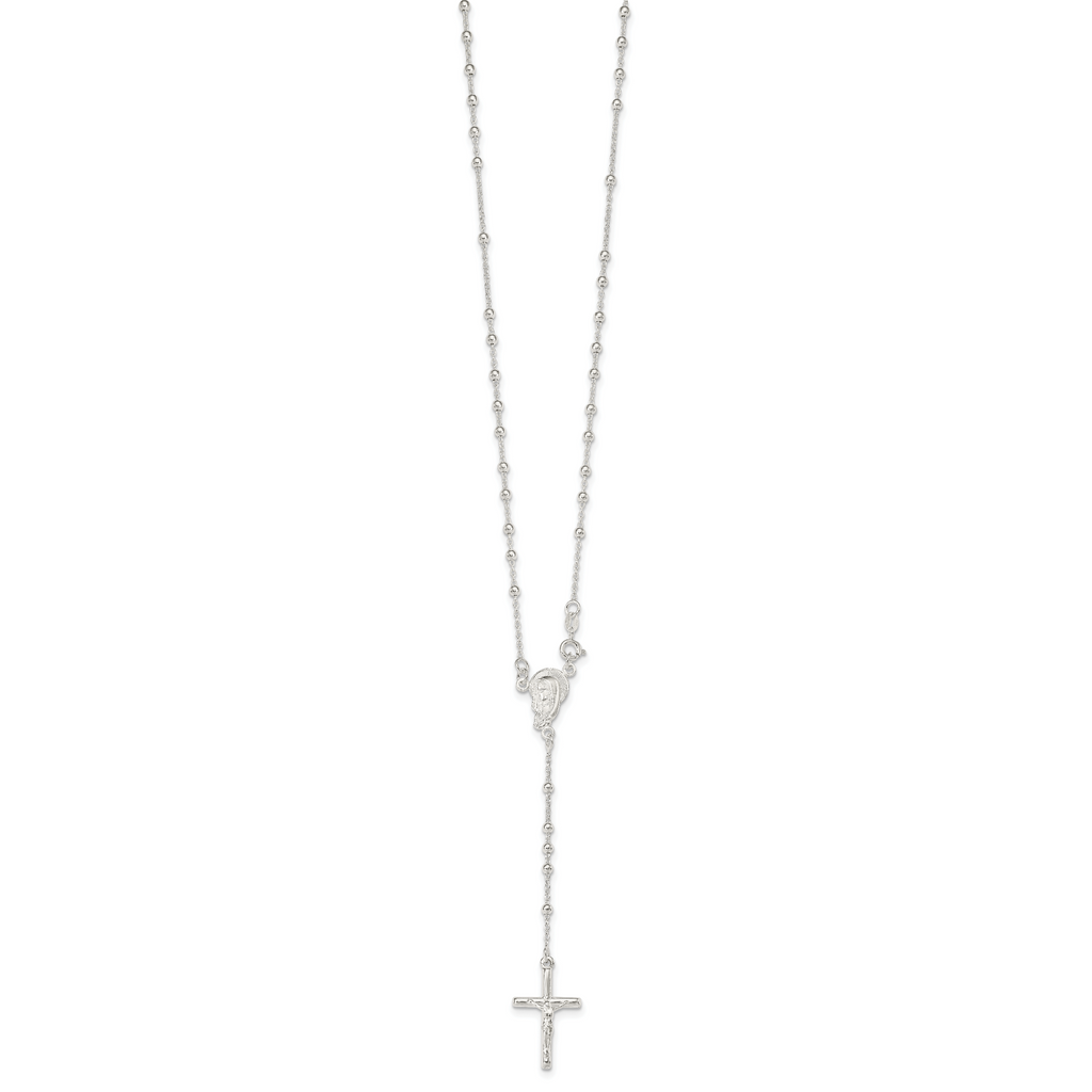 Sterling Silver Polished Rosary Necklace