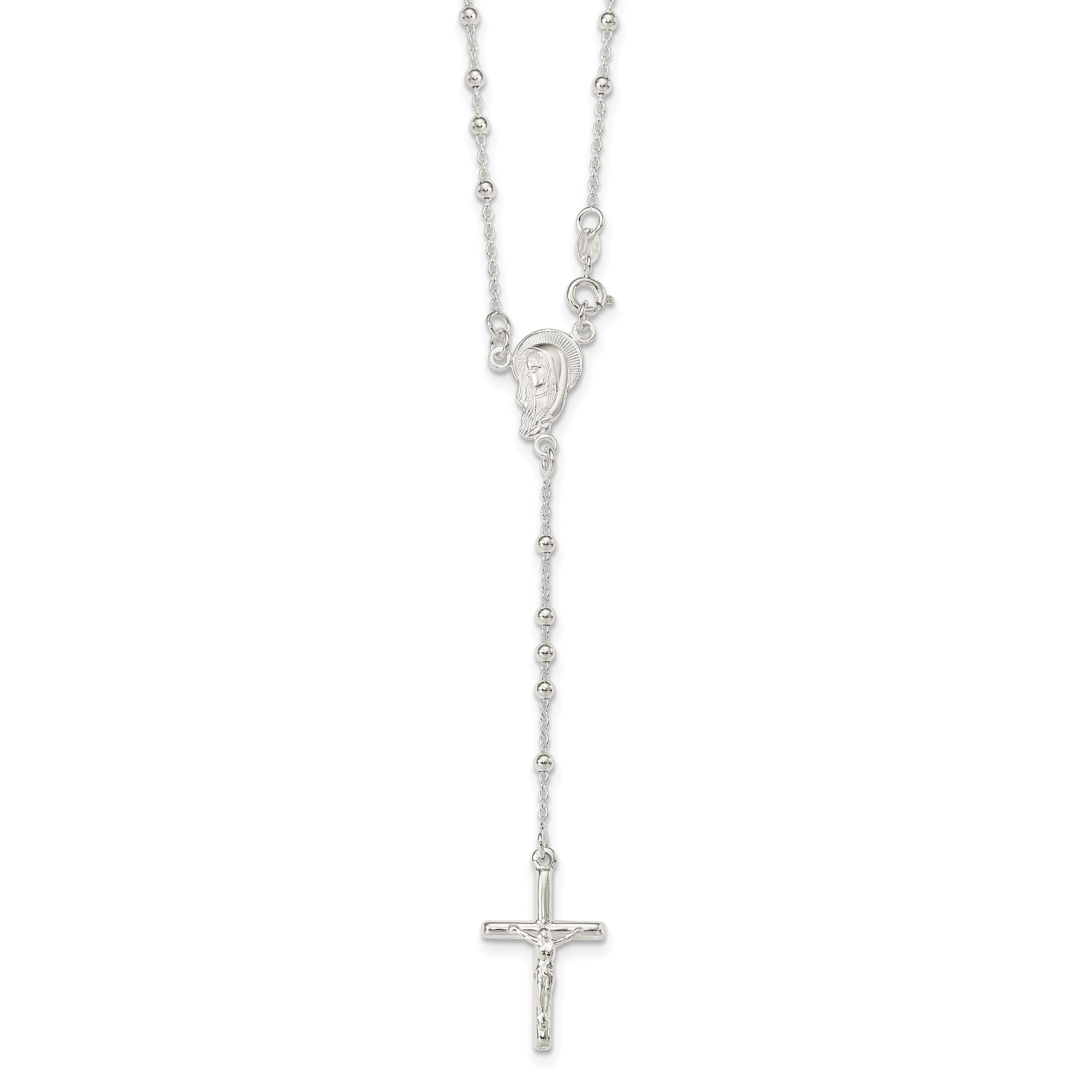 Sterling Silver Polished Rosary Necklace Main image