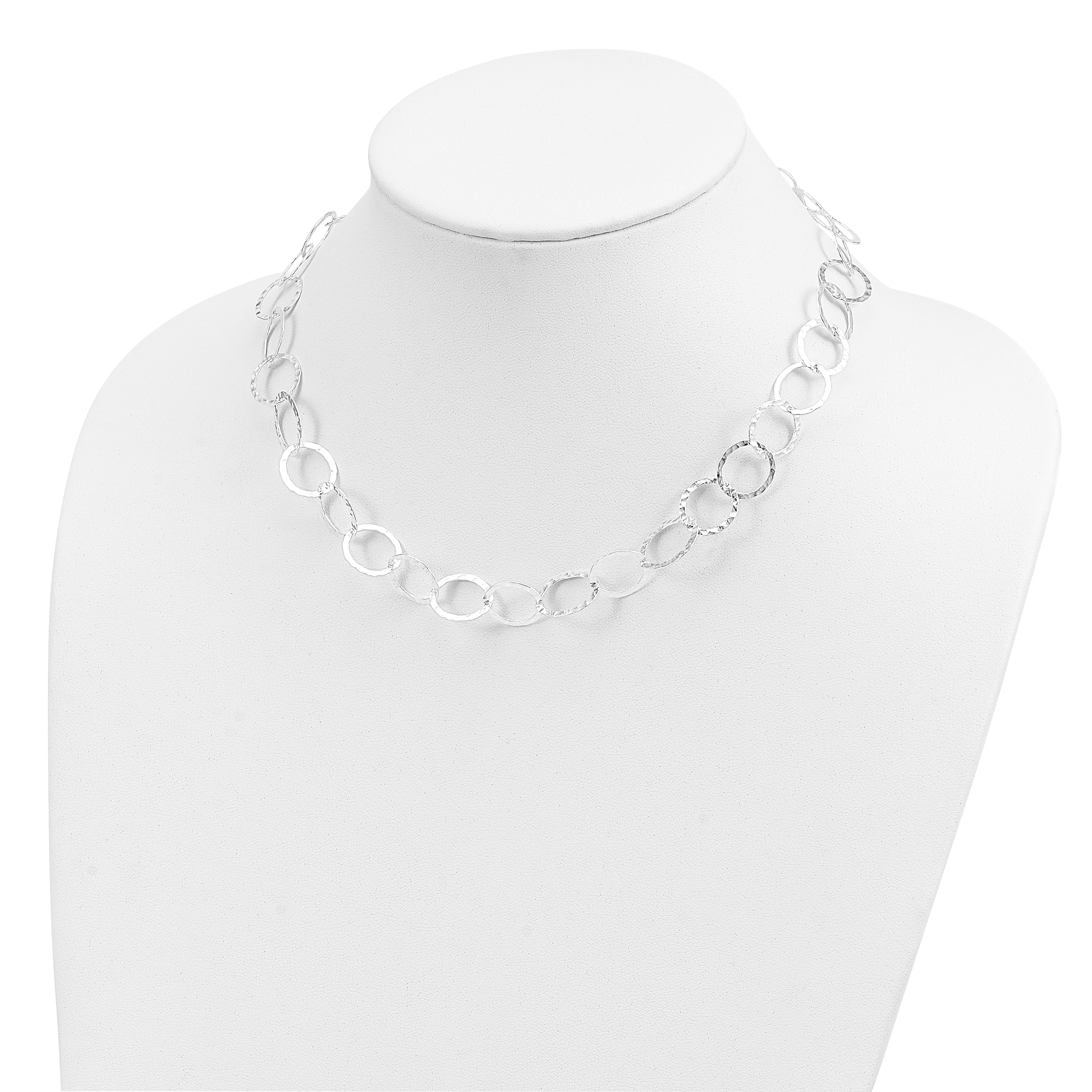 Sterling Silver Fancy Hammered Necklace