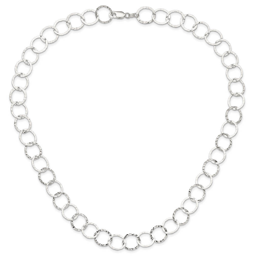 Sterling Silver Fancy Hammered Necklace