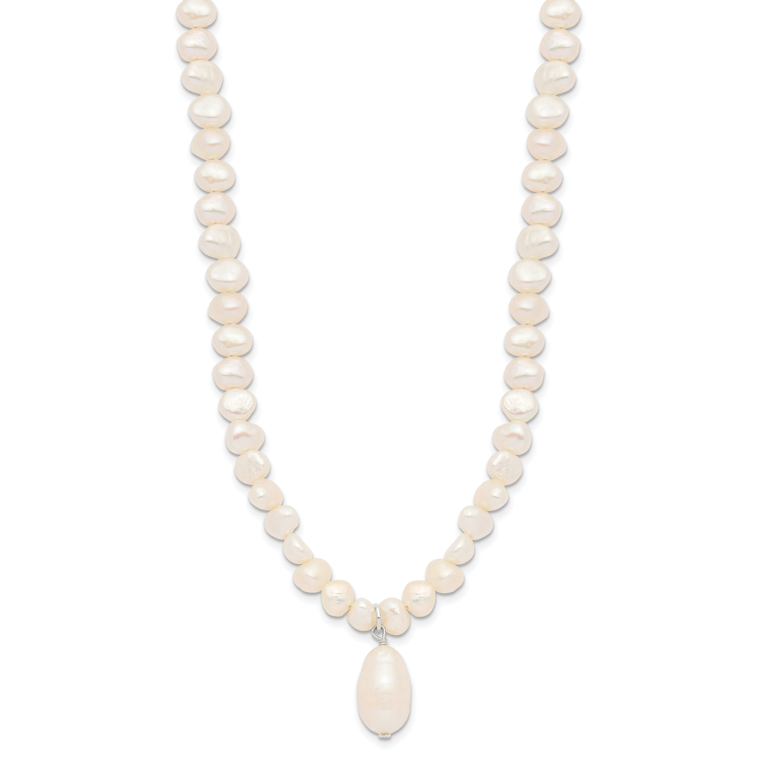 Sterling Silver FW Cultured Pearl Drop 18in Necklace Secondary image