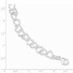 Sterling Silver 7.5inch Polished Fancy Heart Link Bracelet