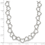 Sterling Silver 18inch Polished Fancy Heart Link Necklace