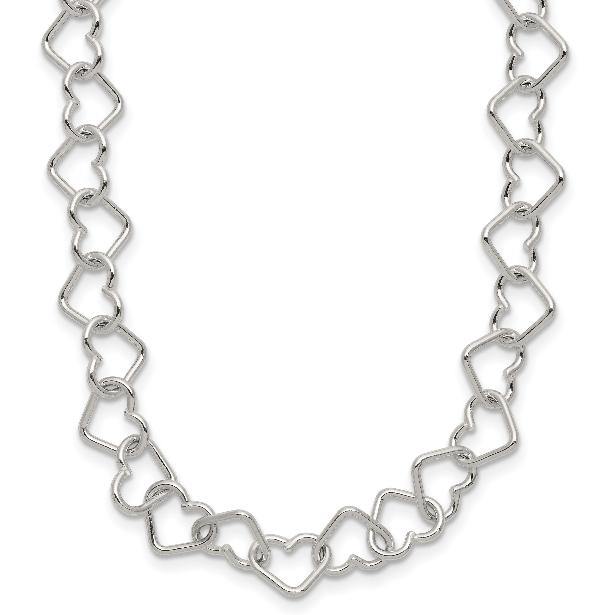 Sterling Silver 18inch Polished Fancy Heart Link Necklace Main image