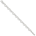 Sterling Silver 7 inch Polished Fancy Heart Link Bracelet - Sophia Jewelers