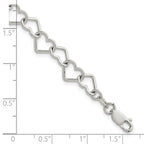 Sterling Silver 7 inch Polished Fancy Heart Link Bracelet - Sophia Jewelers