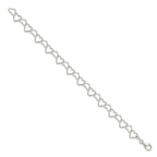 Sterling Silver 8inch Polished Fancy Heart Link Bracelet