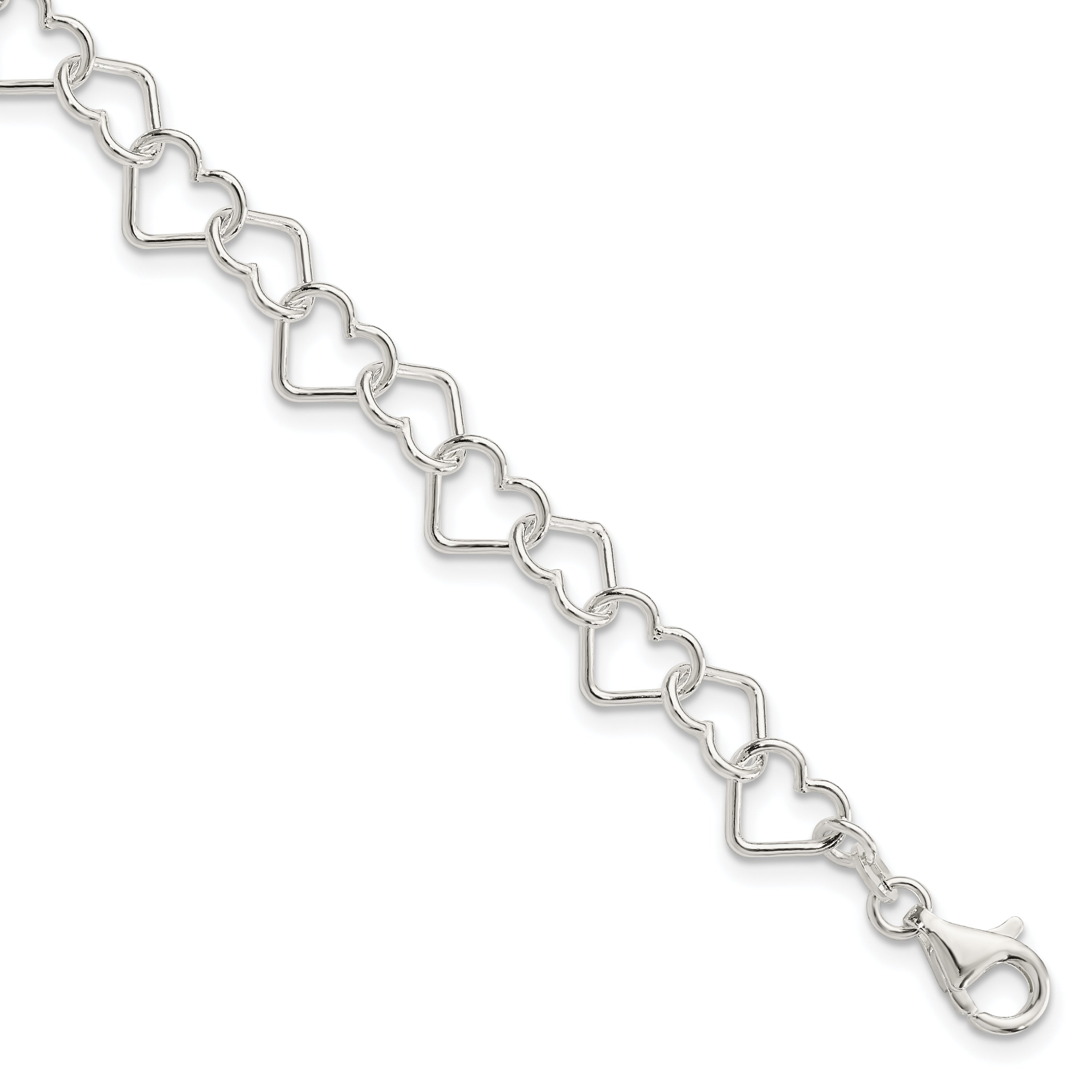 Sterling Silver 7.5inch Polished Fancy Heart Link Bracelet Main image