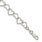 Sterling Silver 7 inch Polished Fancy Heart Link Bracelet - Sophia Jewelers